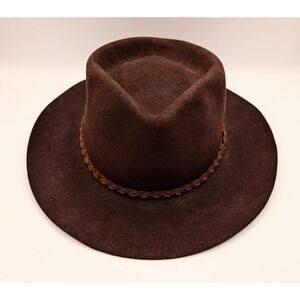 Hopkins Fifth Avenue Mens Brown Pure Wool Fedora Hat Wide Brim Vintage USA Large